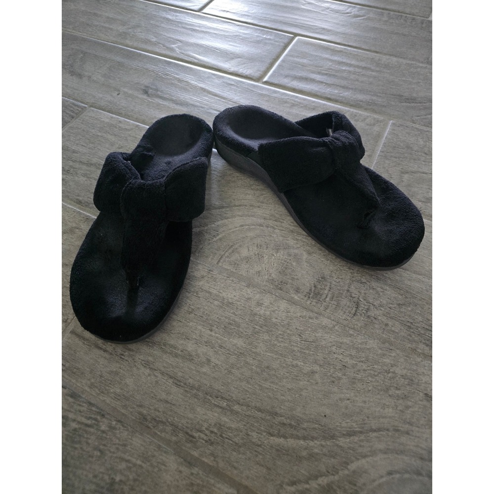 Vionic Mellow Vionic Plush Terry Cloth House Slippers Womens 10 Orthopedic Black